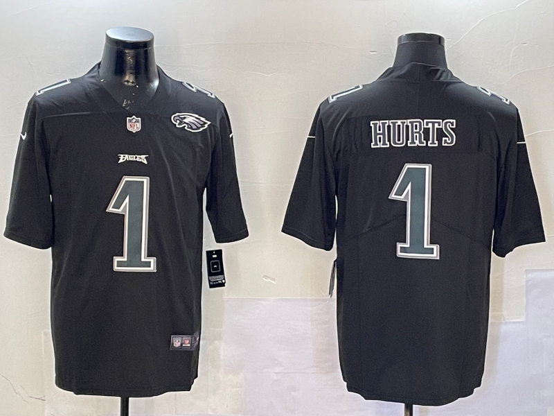 Men Philadelphia Eagles #1 Hurts black2025 Nike NFL jersey style 2